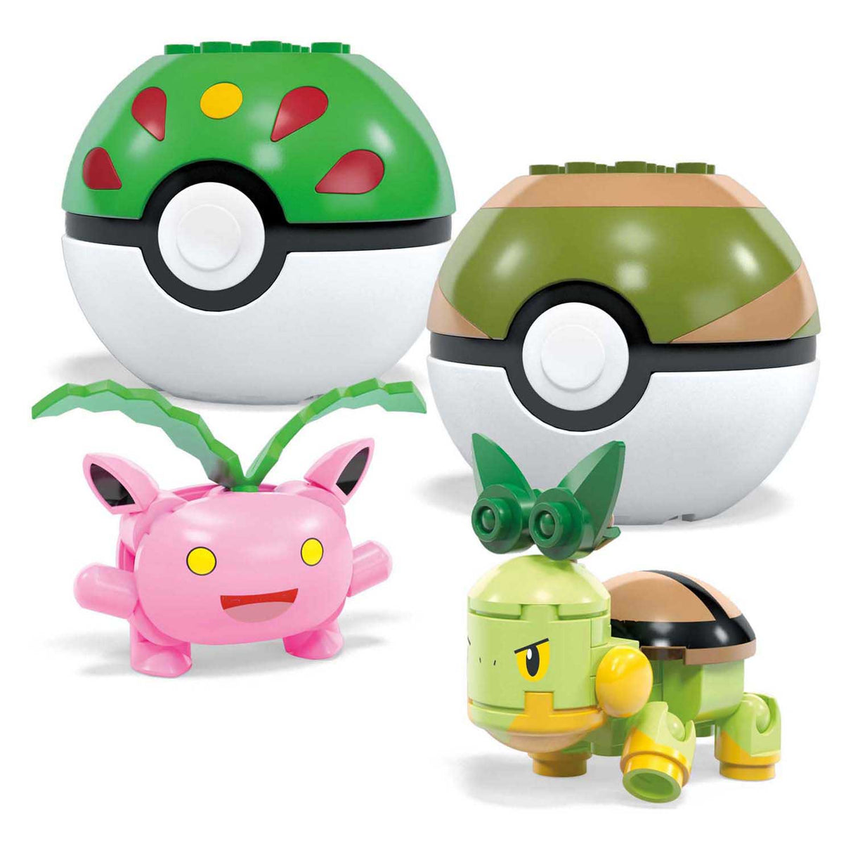 Mega Bloks Mega Construct Pokémon byggesæt - Bulbasaur, Turtwig, Hoppip og Oddish