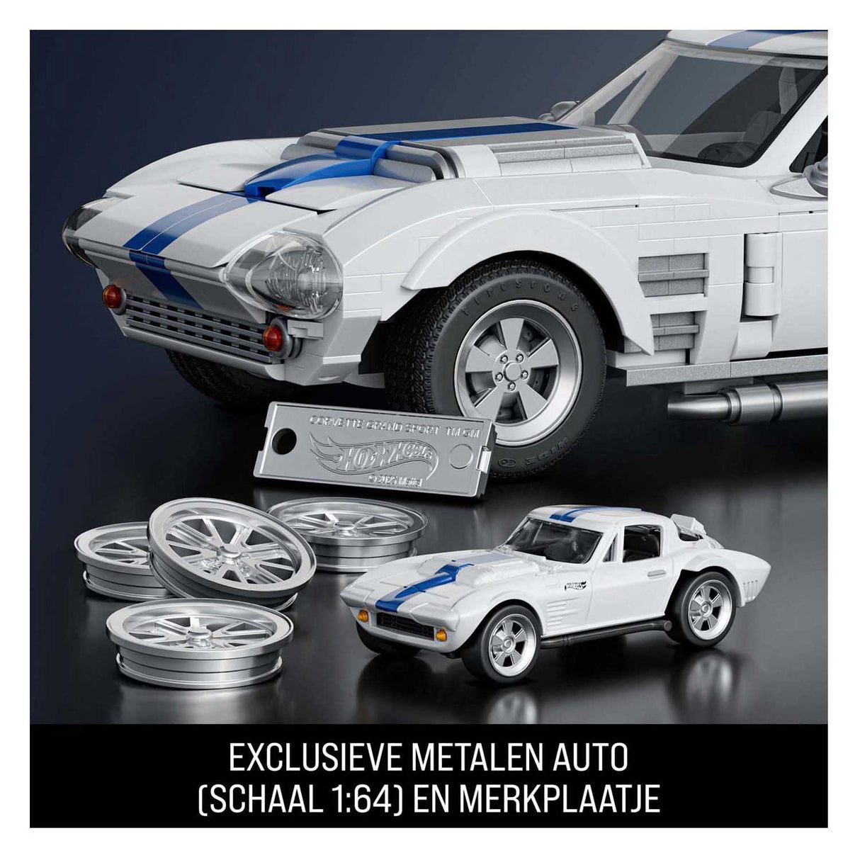 Mattel brick shop hot wheels elite serie - corvette grand sport - byggelegetøj - 918 dele