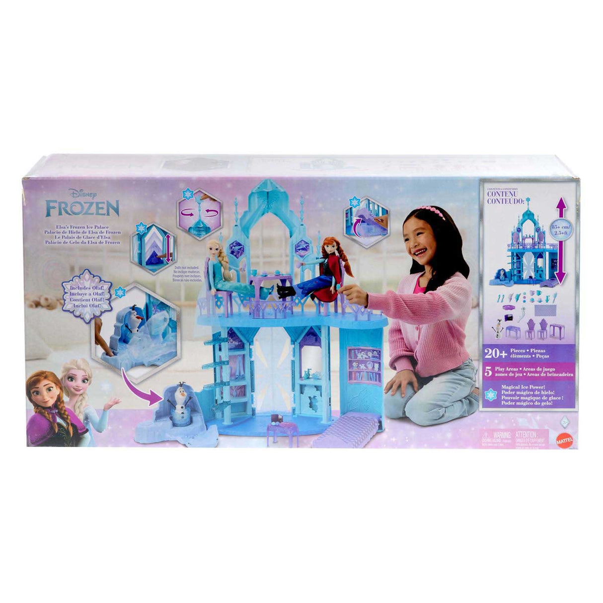 Mattel Disney Frozen Elsa's Ice Palace – 5 legeområder med rutsjebane, balkon og olaf - 75 cm