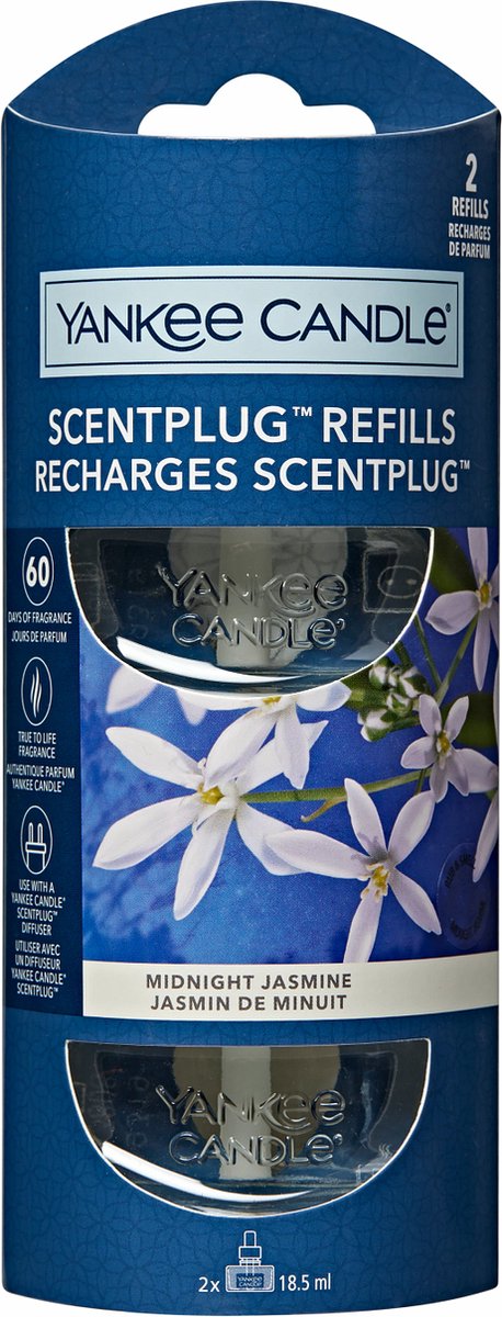 Yankee lys - midnatsjasmin - elektrisk diffuser refill - 2 stk