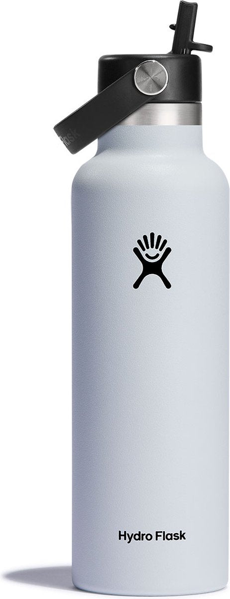 Hydroflaske standard mund flex halmhætte drikkeflaske (621 ml) - hvid