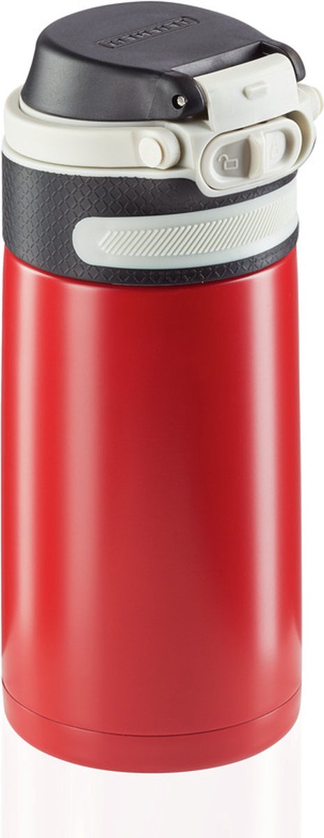 Leifheit termokande flip kop - 350 ml - rustfrit stål - rød