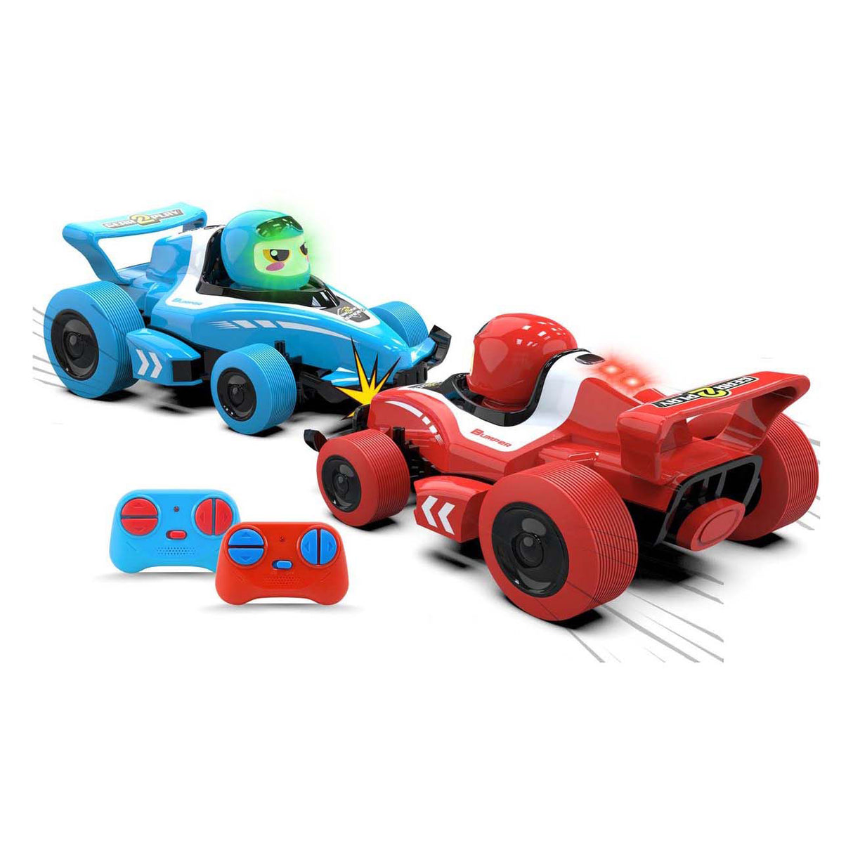 Gear2play RC Neon Bumper Cars Pro Duo Sæt - RC Formel 1 Battle Cars - Tag på en Crash Duel!