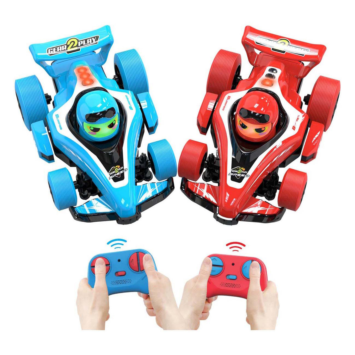 Gear2play RC Neon Bumper Cars Pro Duo Sæt - RC Formel 1 Battle Cars - Tag på en Crash Duel!