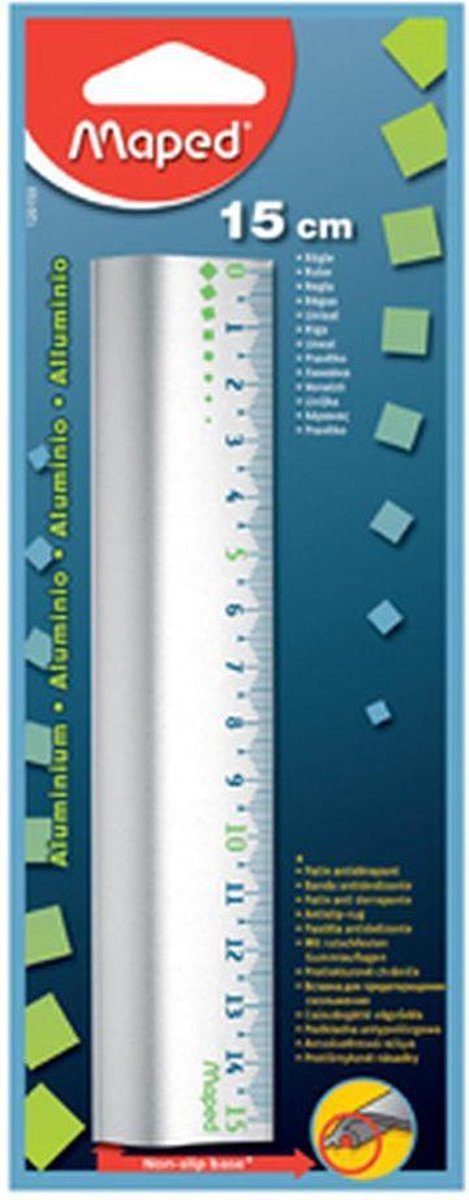 Kortlagt kontoraluminium 15 cm lineal
