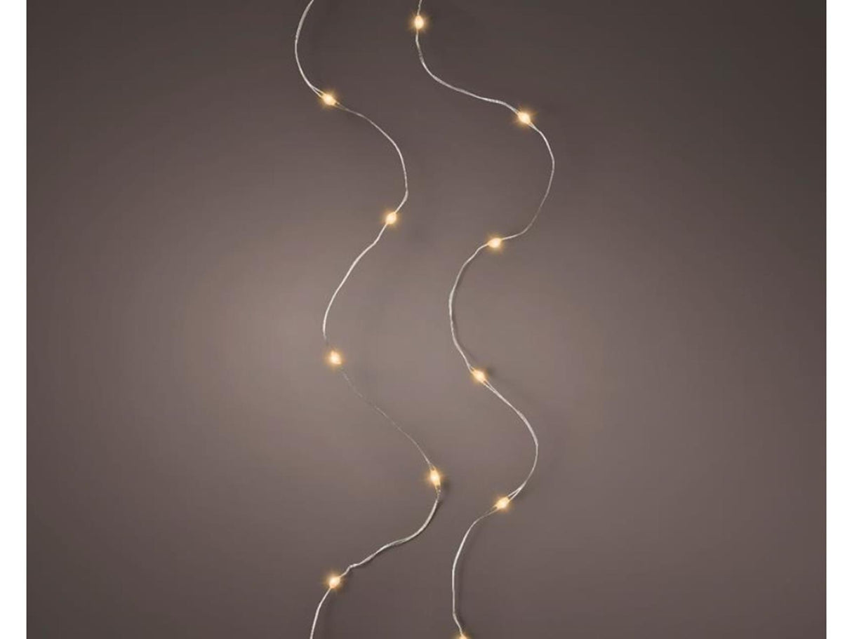 Lumineo micro led streng zilver klassiek warm 95cm-20l op batterij met timer