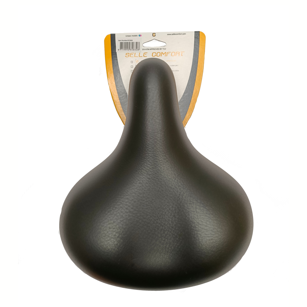 Selle Comfort Saddle Classic Retro Basic, sort med elastomerophæng. Nej uden nogen