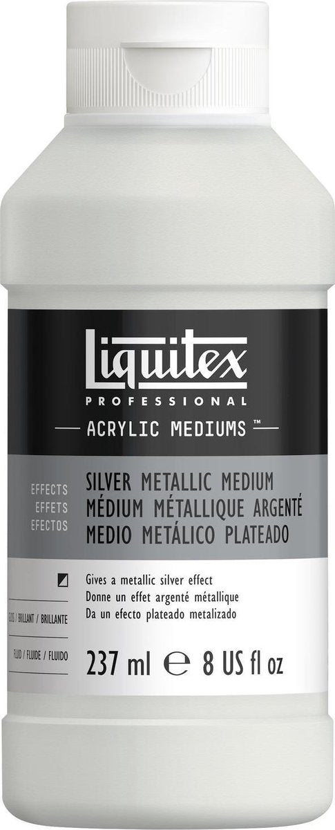 Liquitex metallic 8508 sølv medium 237 ml - akryl medium med sølv effekt, lysægte blandbar - akryladditiv