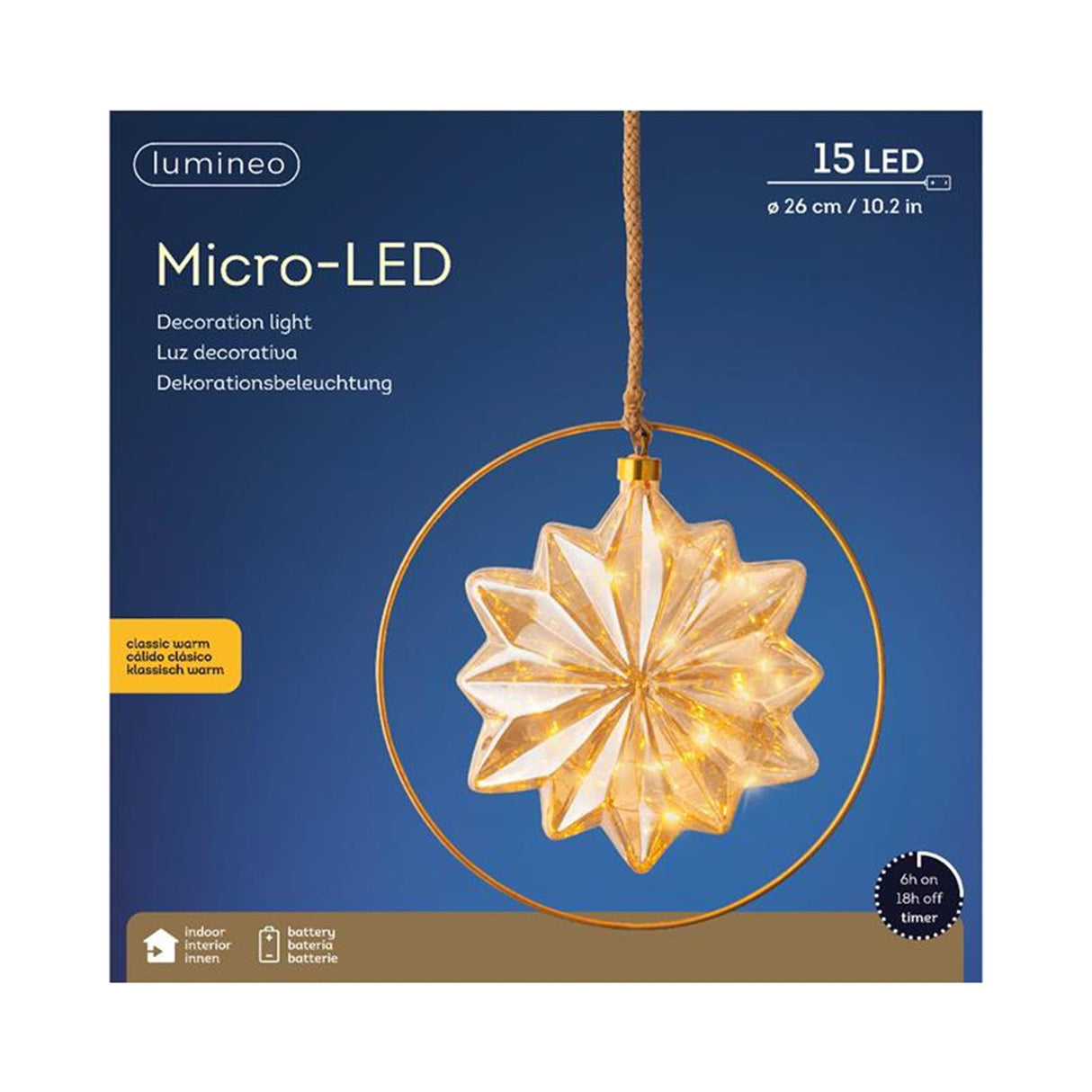 Lumineo micro 15 LED stjerne ø 26cm