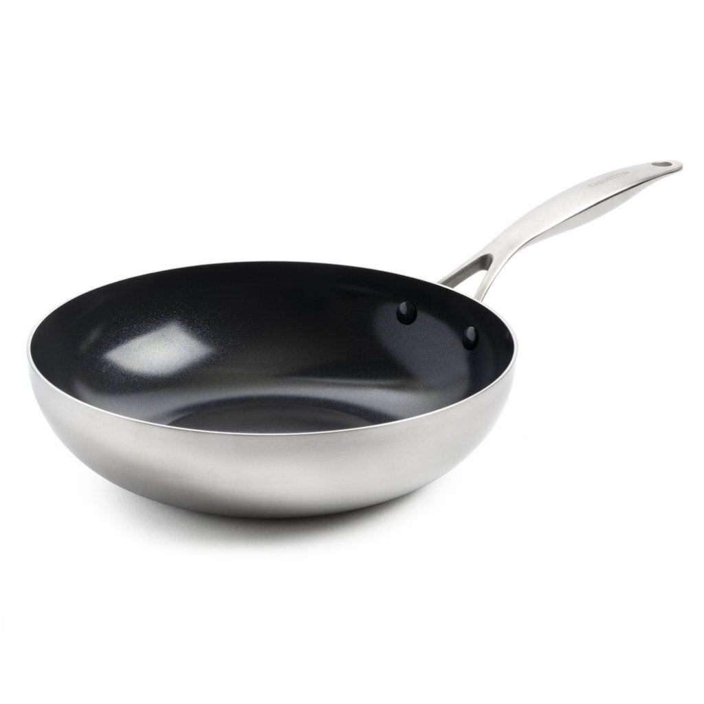 Greenpan geneva wokpande 28 cm rustfrit stål sort