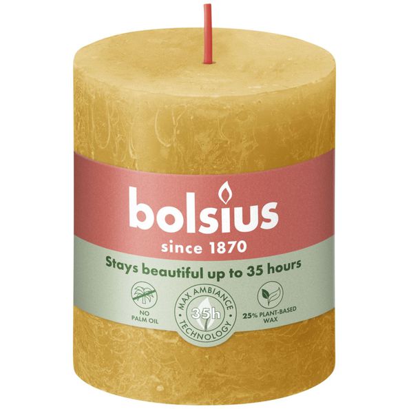 Bolsius rustik søjlelys honninggul ø68x80 mm 30 timer (4 stk)