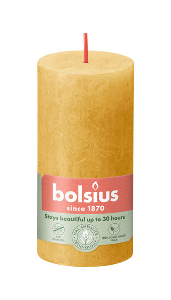 Bolsius rustik søjlelys honninggul ø50x100 mm 30 timer (8 stk.)