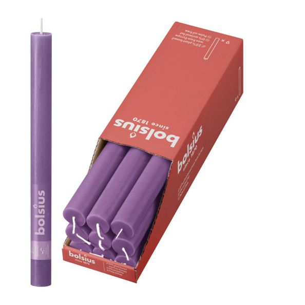 Bolsius rustik bordlys levende violet ø23x270 mm 13 timer (9 stk.)