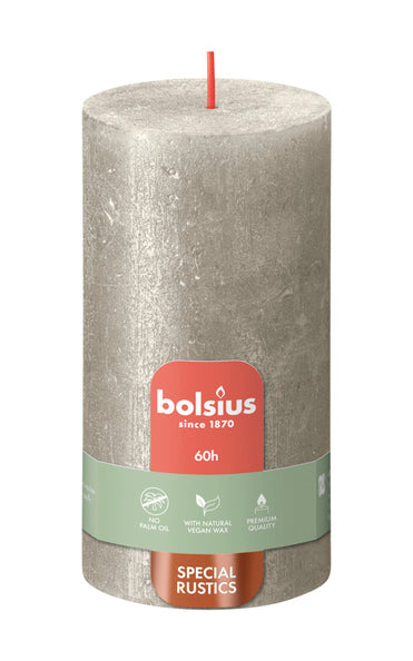 Bolsius søjle lys shimmer champagne ø68x130 mm 60 timer (4 stk.)