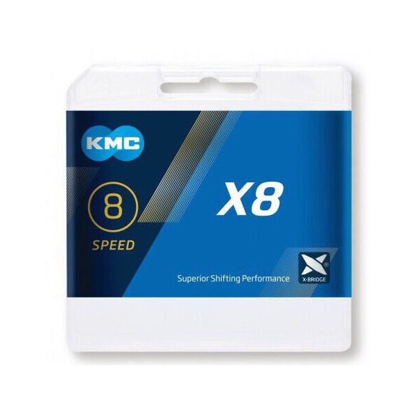 KMC cykelkæde x8 sølv 114 links