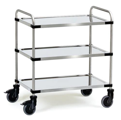 Fetra reolvogn 800x500 rustfrit stål 3 etager