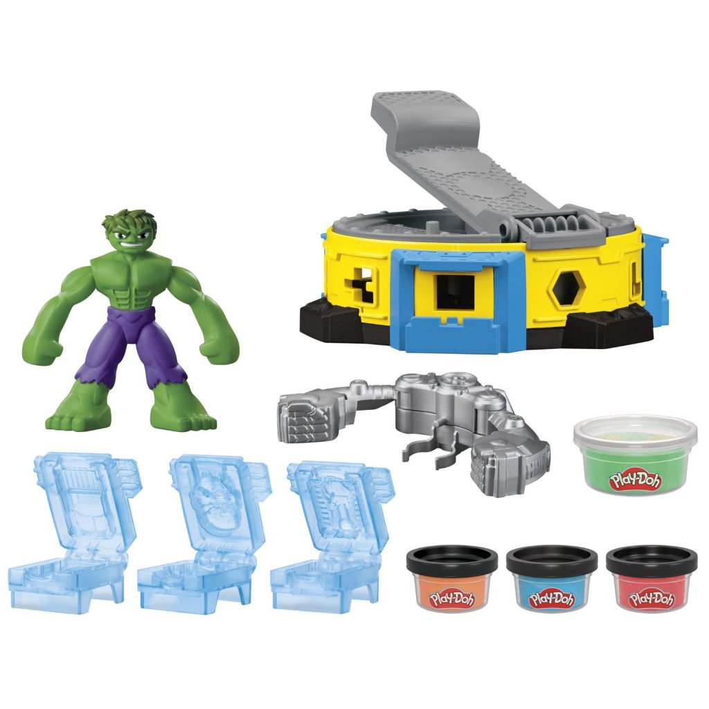 Play-doh marvel hulk smash squish legesæt - 4 lerpotter