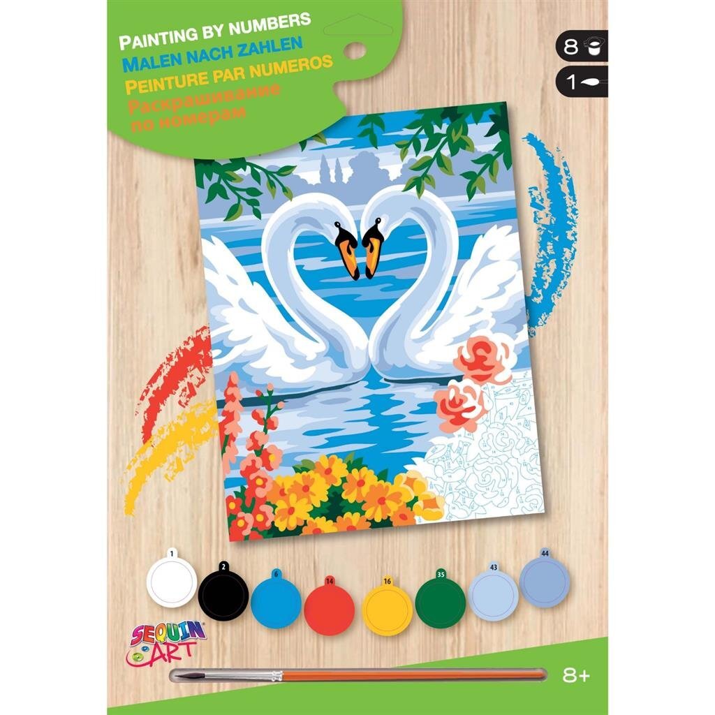 Pailletkunstmaling af nummersvaner
