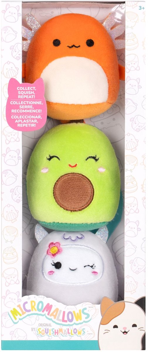 Jazwares mikromallows - 3 pak plys squishmallows (mireya, roah, nico) 6 cm