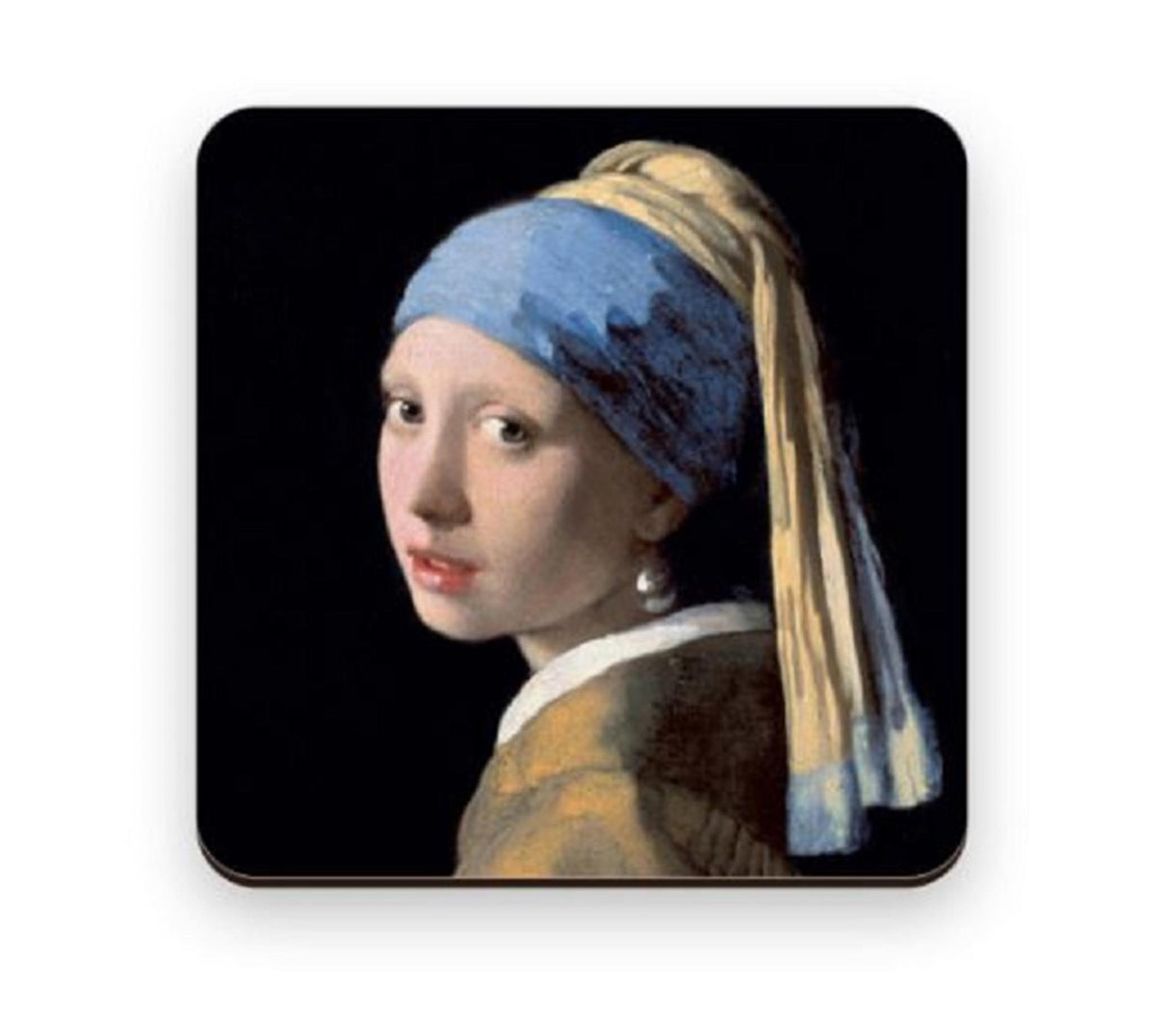 Coaster Vermeer pige med perlen 9,5x9,5cm
