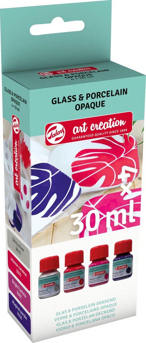 Talens art creation talens art creat.glas porcelæn uigennemsigtigt sæt 4 x 30 ml pink sølv