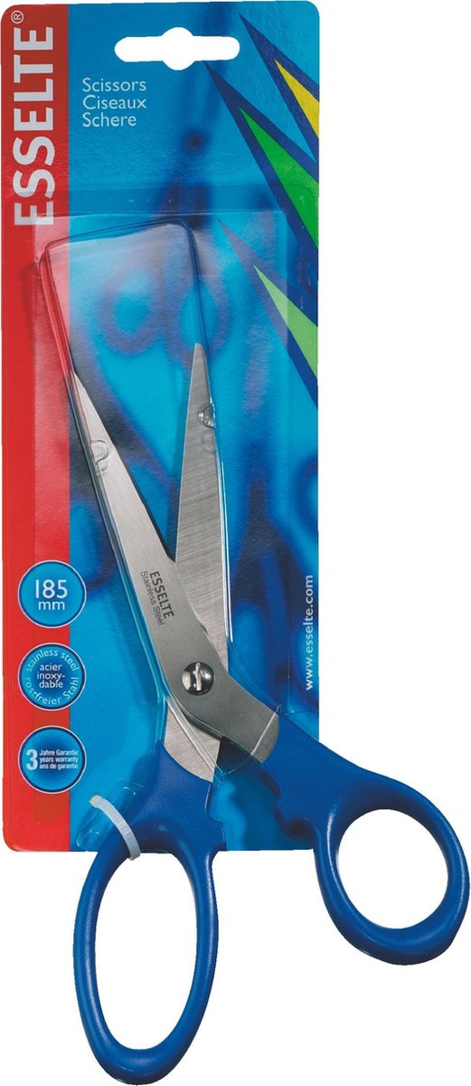 Esselte saks - rustfrit stål - 18,5 cm - blå