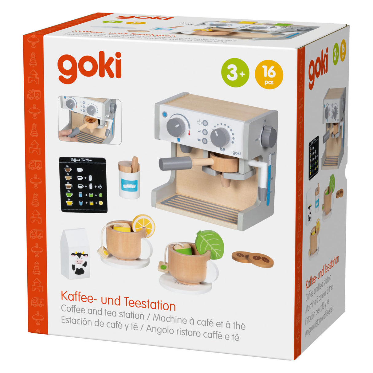 Goki kaffe- og temaskine i træ - 16 stk.