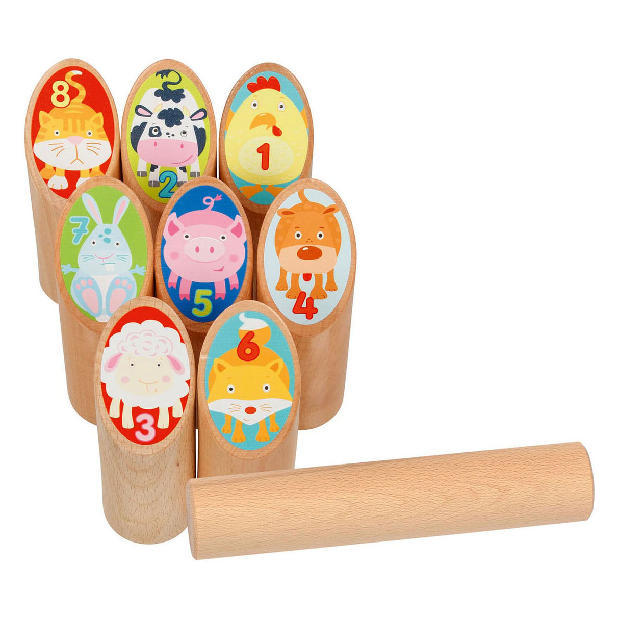Goki Wooden Viking Game Animals Kubb i bomuldstaske