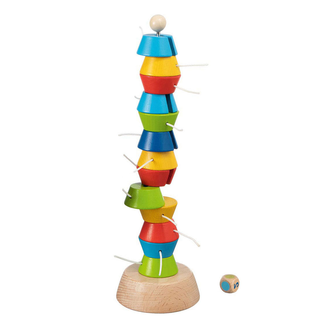 Goki stabeltårn tugie h30cm, 15 blokke, træ og metal, 4+
