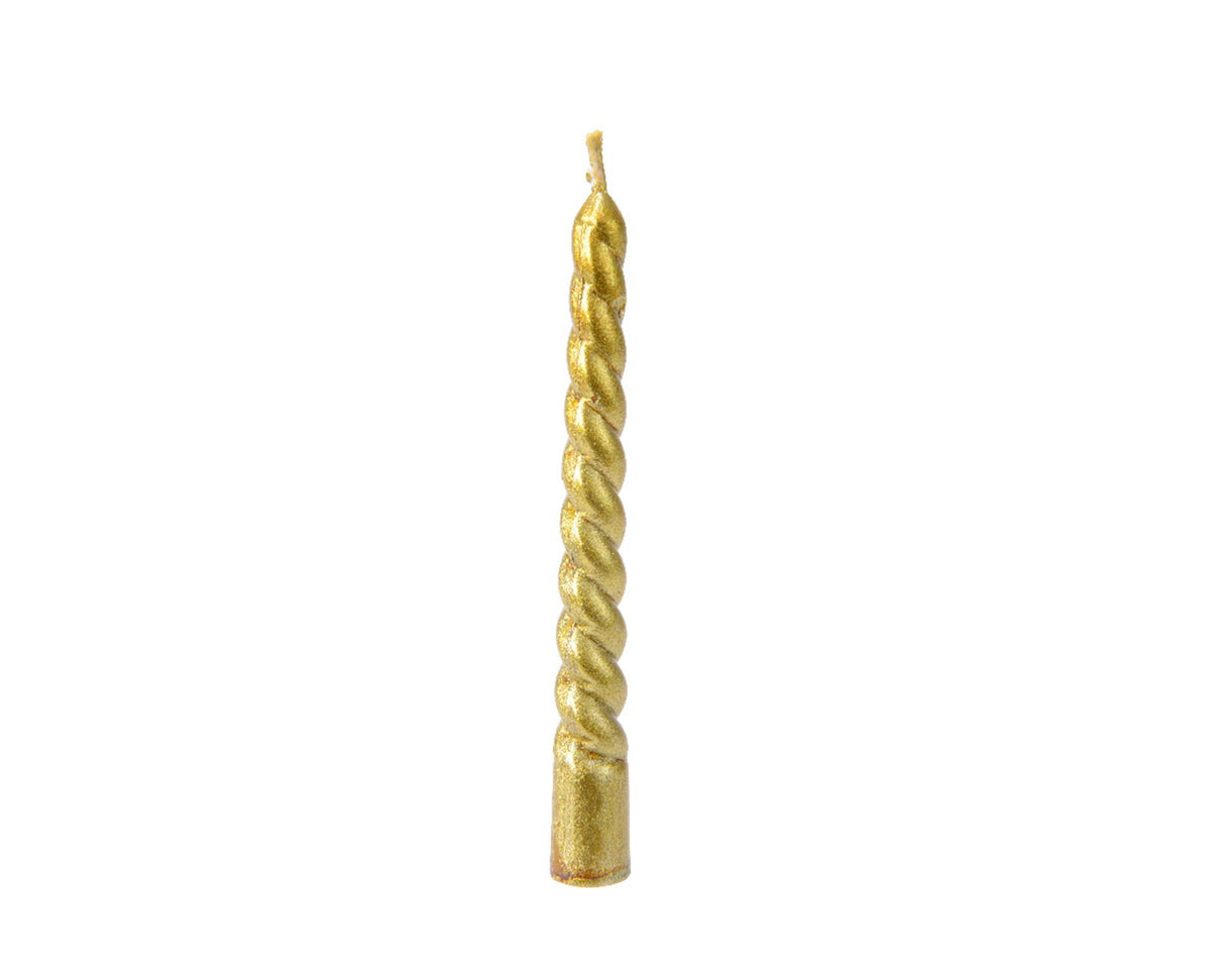 Decoris juletræslys hvirvelvoks guld ø1,2x10cm pakket pr. 8 stk.