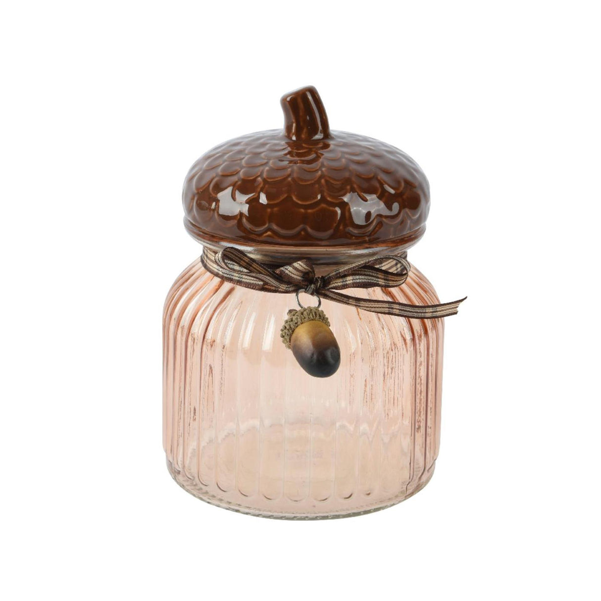 Decoris opbevaringskrukke agern glas brun ø11,2xh15,2cm