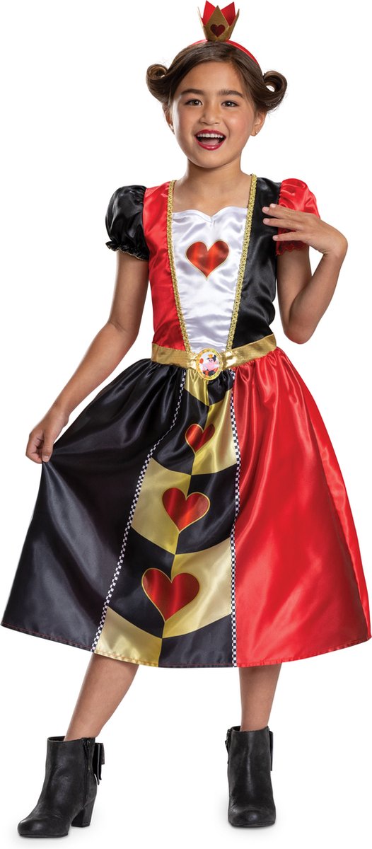 Disguise disney - alice i eventyrland, queen of hearts kjole klassisk, størrelse xs (3t-4t år), piger
