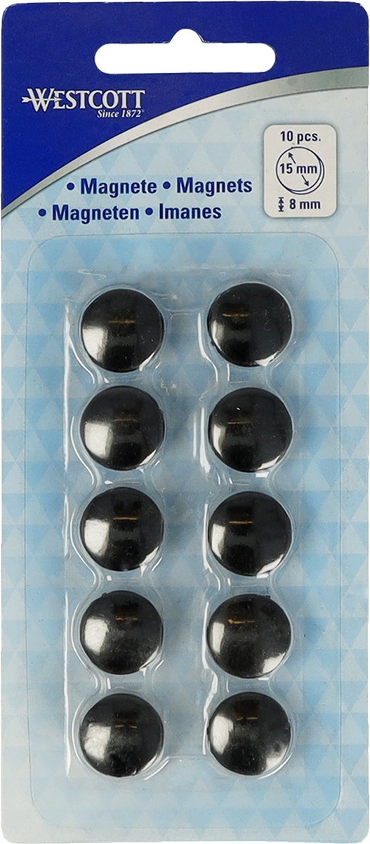 Westcott magneter - ø 15x8mm - sorte - 10 stk - ac-e10801
