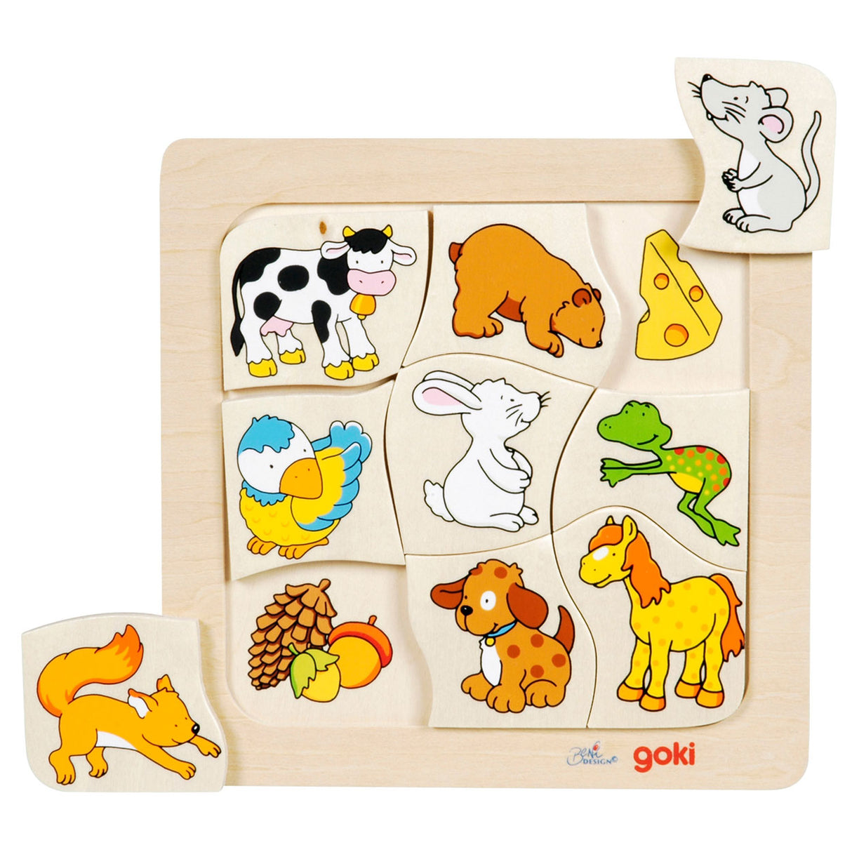 Goki Wooden Jigsaw? Hvem spiser hvad?