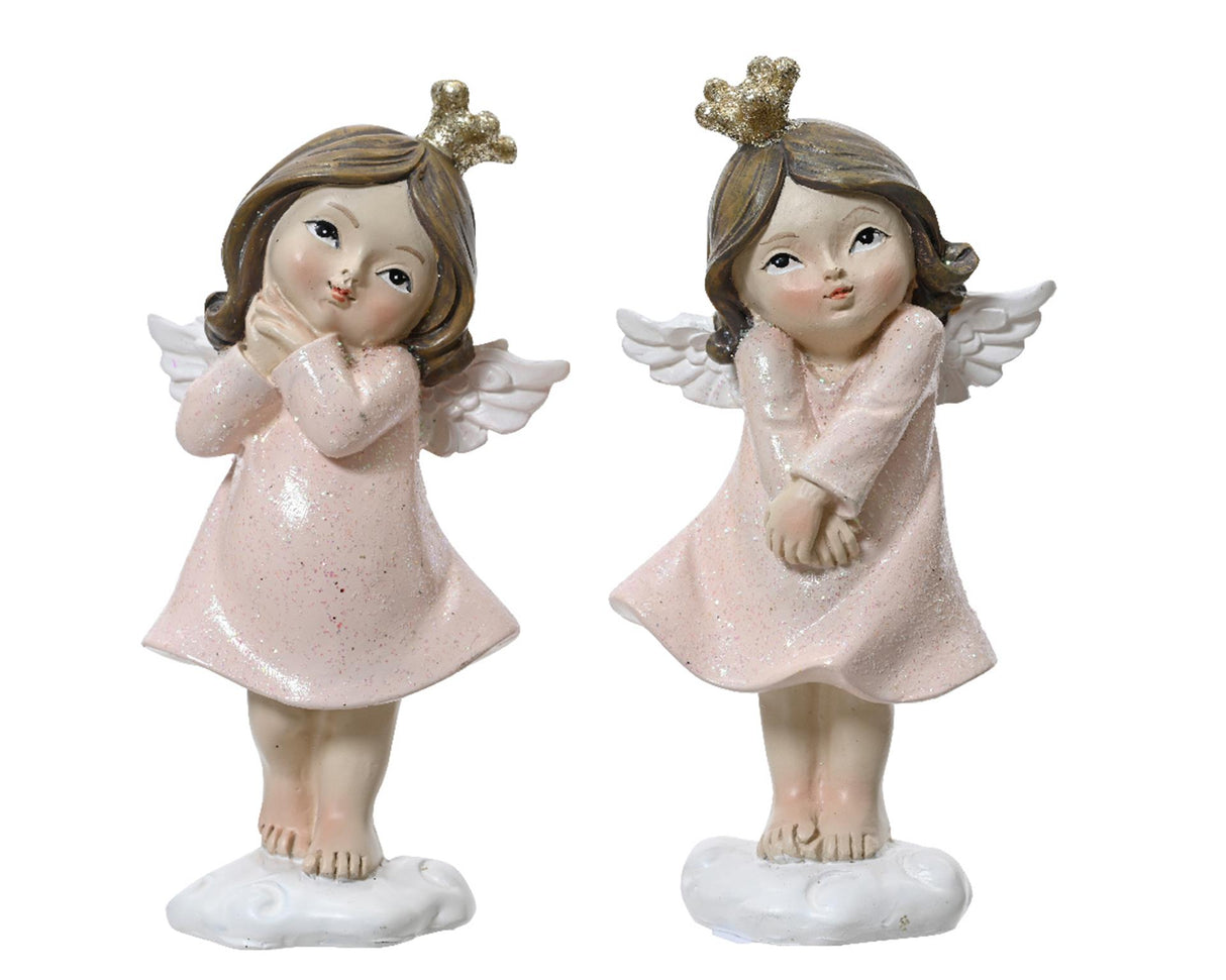 Decoris statue engel lavet af polyresin pink 5,5x3x10,5cm