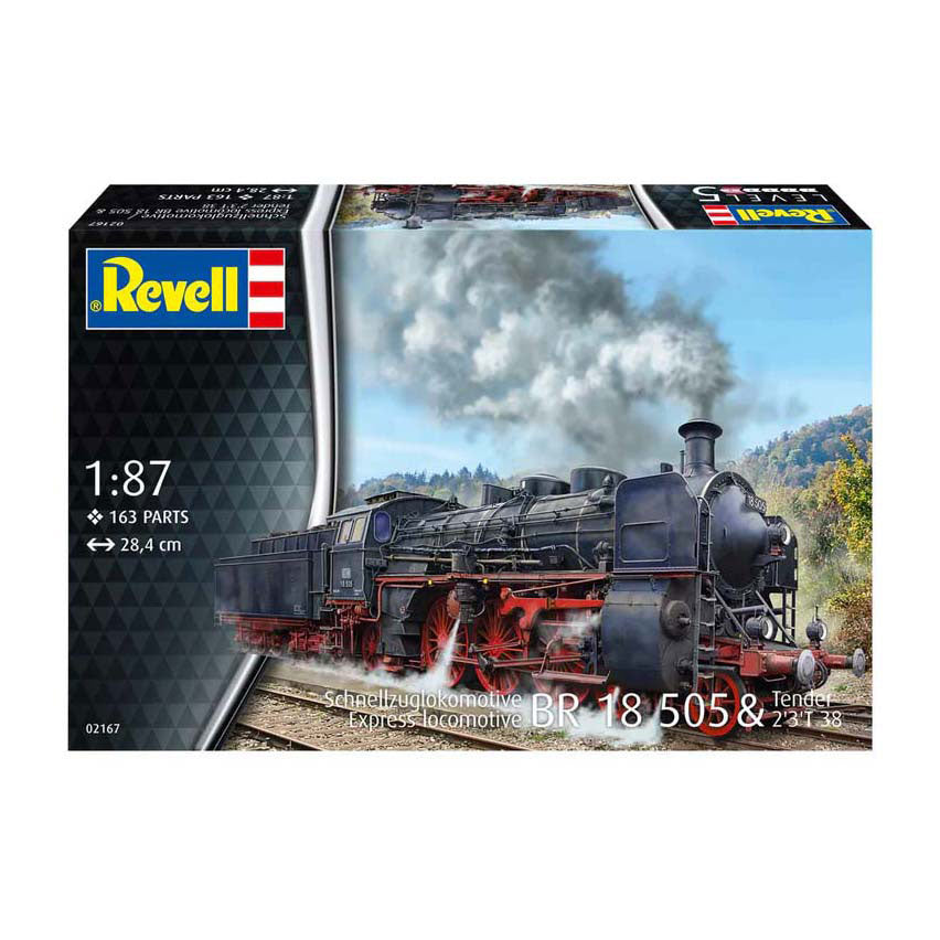 Revell modelsæt militærkøretøjer - 02167 baureihe 18 505 - tender 2'3' t 38 - damplokomotiv plast - 1:87 - modelkonstruktion