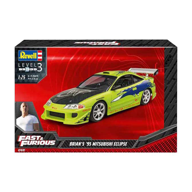 Revell model kit fast furious - brian's 1995 mitsubishi eclipse 1:25 - 75 stk.