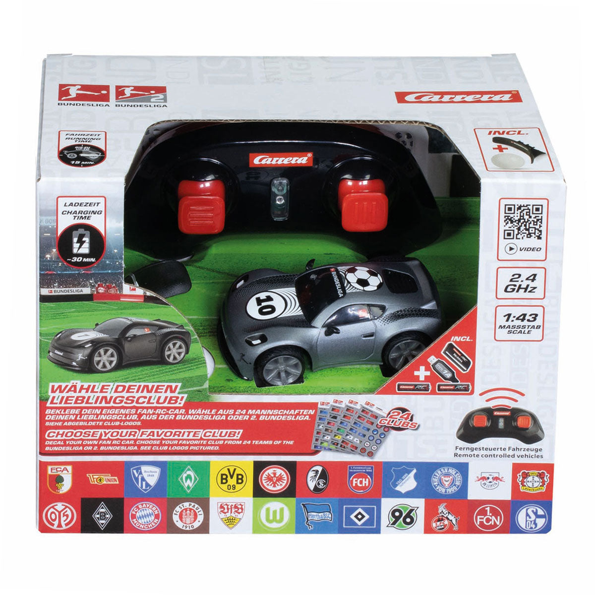 Carrera mini rc 2.4ghz bundesliga 1:43 - grå