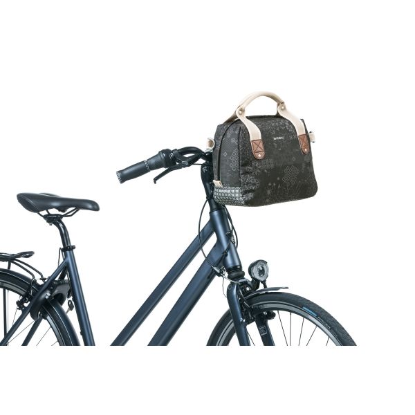 Basil Bohème City Bag - Elegant grøn hånd, skulder og styretaske til kvinder, der er egnet til elektriske cykler og bycykler - sort
