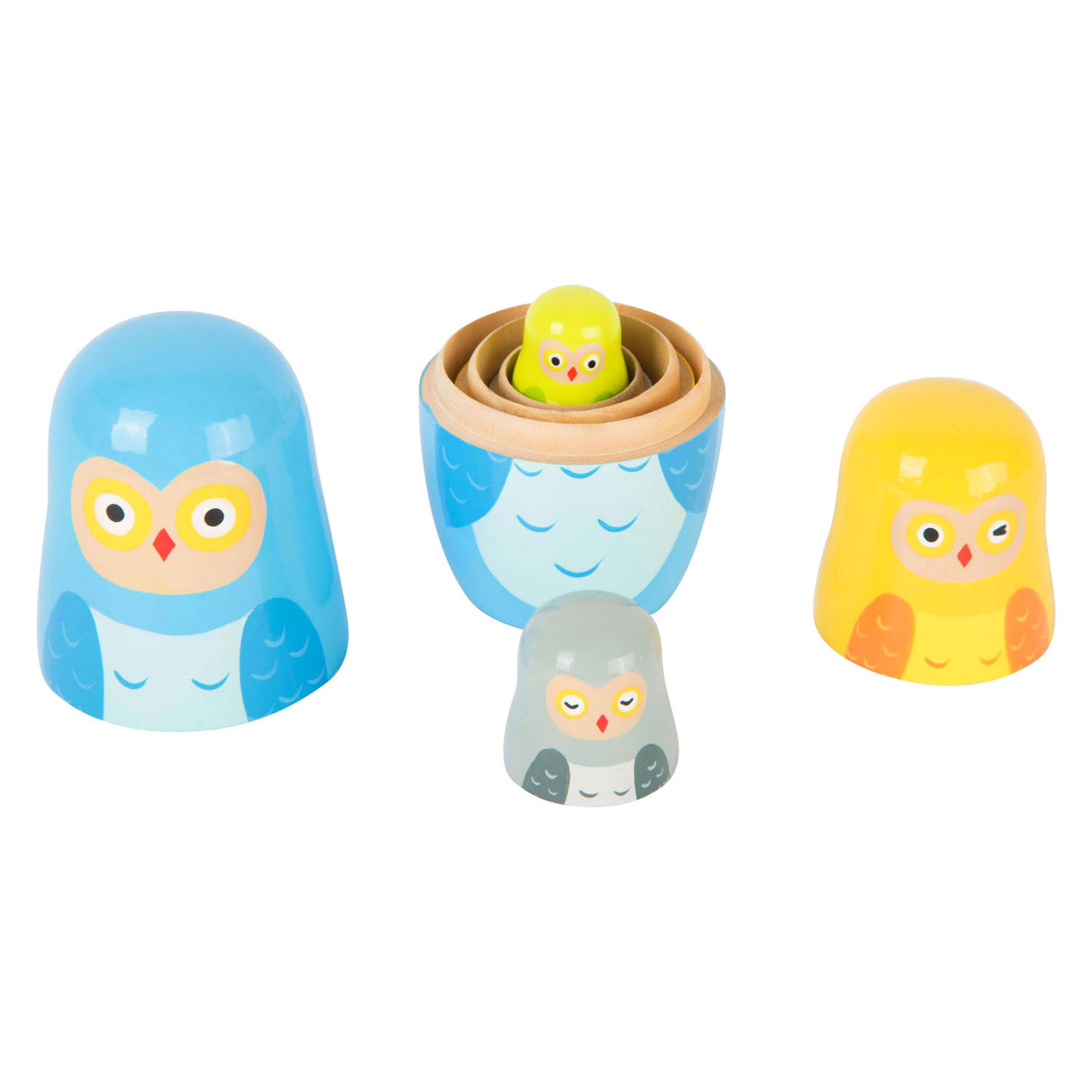 Lille fod træ matryoshka dukker ugler familie