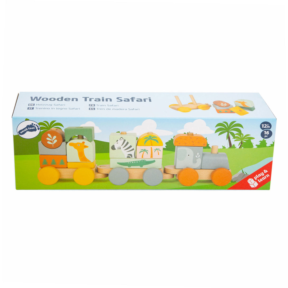 Lille fod - træstabelblokke togsafari, 16 stk.