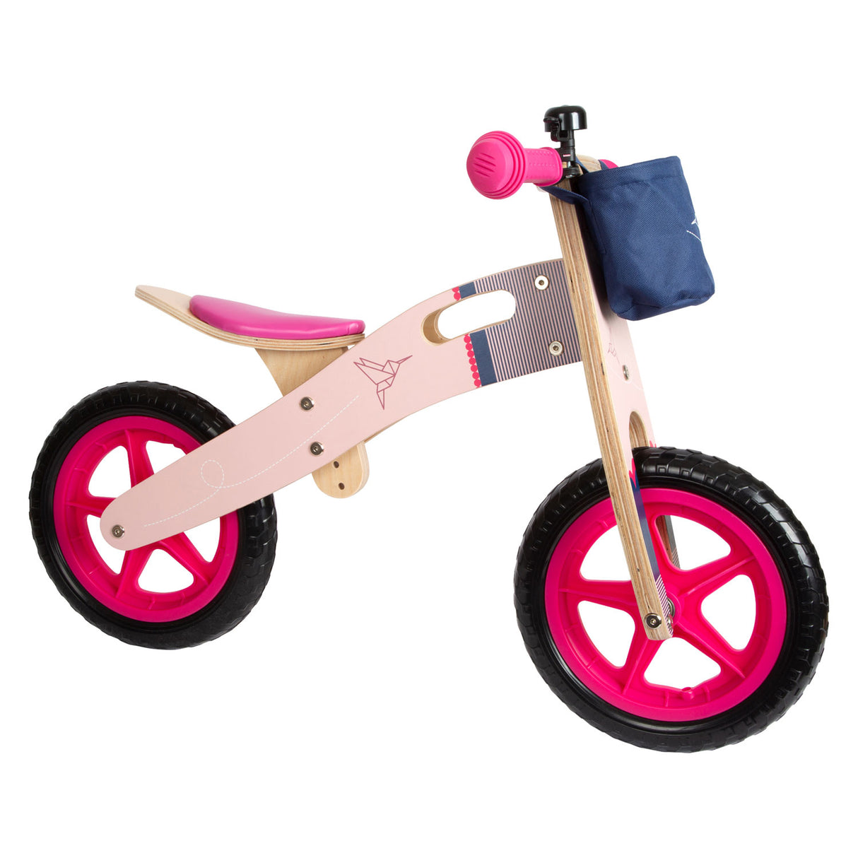 Lille fod - balancecykel i træ kolibri pink