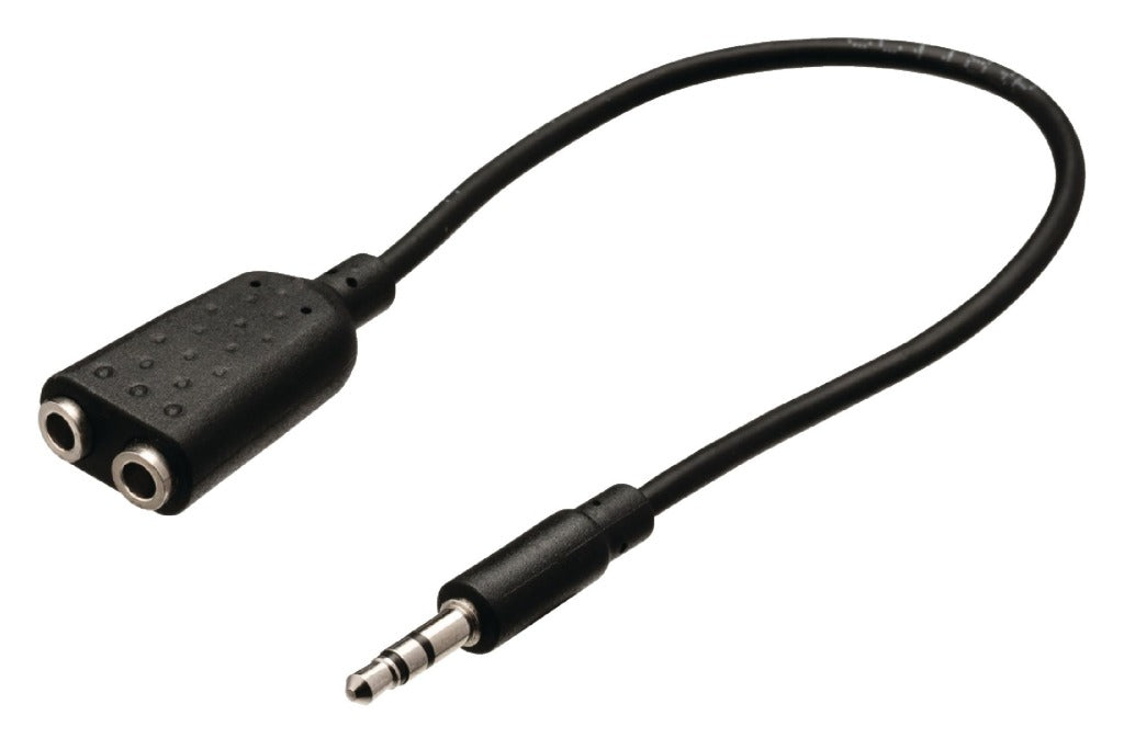 Valueline vlab22100b02 jack stereo audio distributionskabel 3,5 mm han - 2x 3,5 mm hun 0,20 m sort