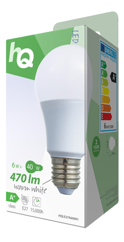 HQ LE27A60001 LED-lampe A60 E27 6,5 W 470 lm 2.700 K