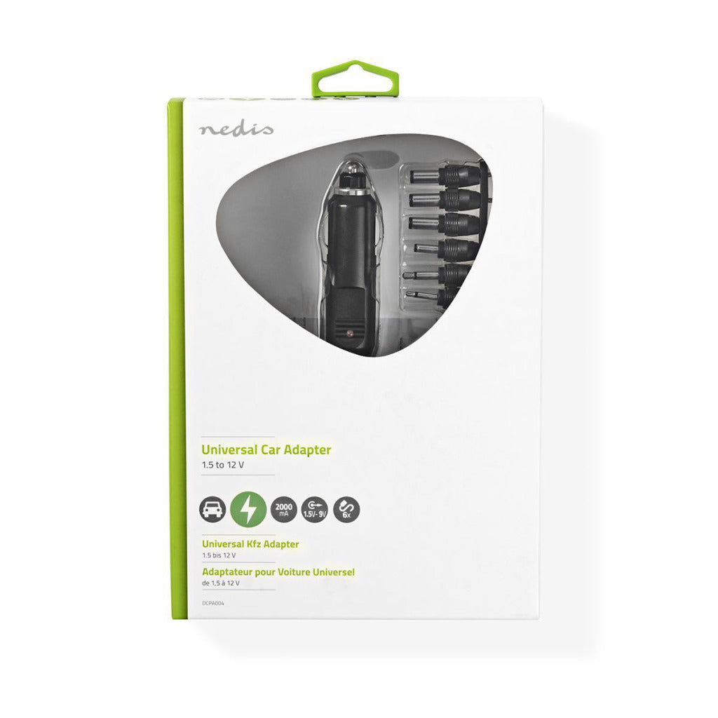 Nedis DCPA004 Universal DC-strømadapter 1,5 3 4,5 6 7,5 9 12 V DC 2,0 A