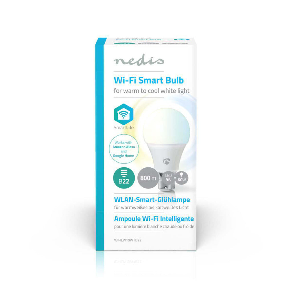 Nedis wifilw10wtb22 wi-fi smart LED-pære varm til kold hvid b22