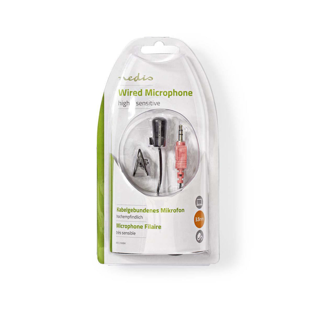 Nedis miccj100bk kablet mikrofon clip-on 3,5 mm sort