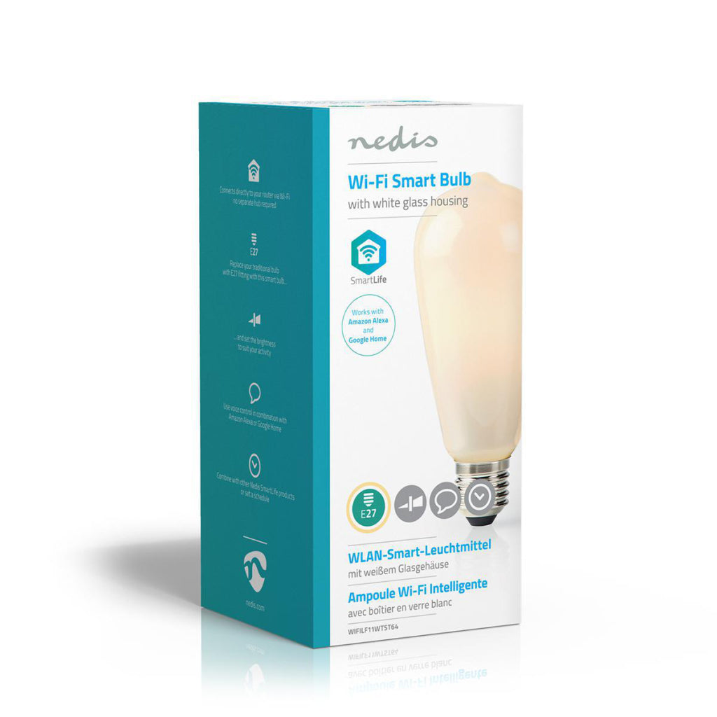 Nedis wifilf11wtst64 wi-fi smart led lampe e27 st64 5 w 500 lm hvid