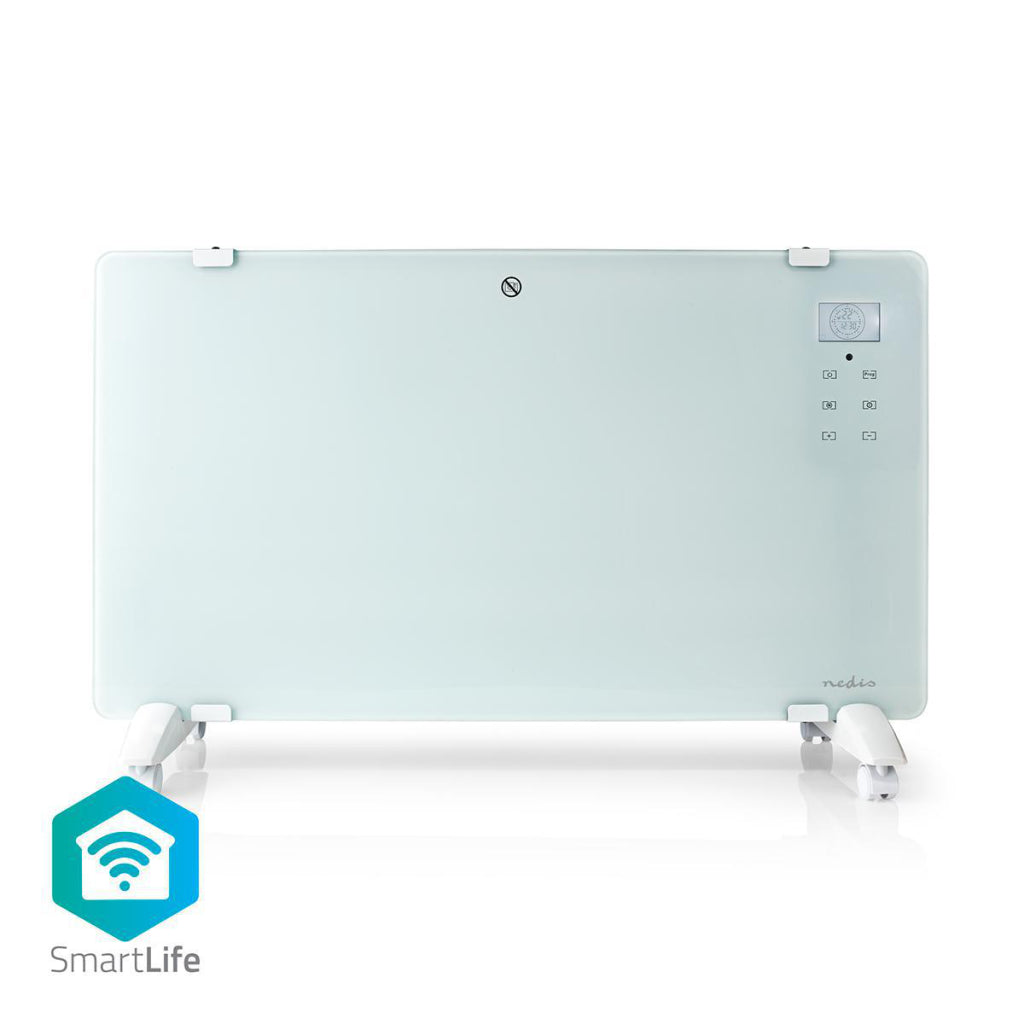 Nedis WiFiHTPL20FWT Smart Konvektorvarmer med WiFi Termostat Glasfrontpanel 2000W Hvid