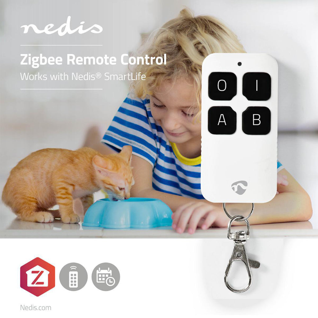Nedis zbrc10wt smart fjernbetjening zigbee 4 knapper inklusive batteri hvid